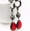 Gunmetal and Red Earrings